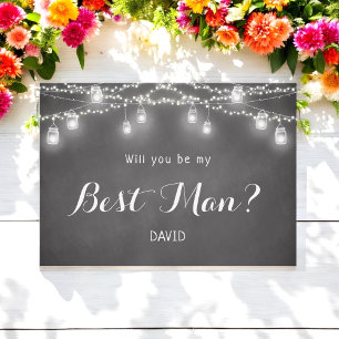 Best Man Mason Jar String Lights Invitation