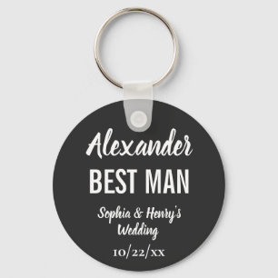 Best Man Modern Typography Script Black Wedding Keychain