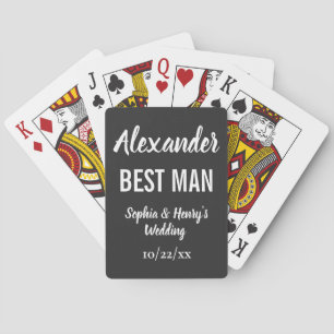 Best Man Modern Typography Script Black Wedding Playing Cards