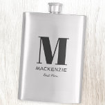 Best Man Monogram Name Hip Flask<br><div class="desc">Modern typography minimalist monogram name design which can be changed to personalize. Perfect for thanking your Best Man or Groomsman for all their help and support in making your wedding amazing.</div>