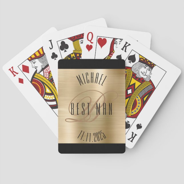 Best Man Monogram Wedding Playing Cards (Back)