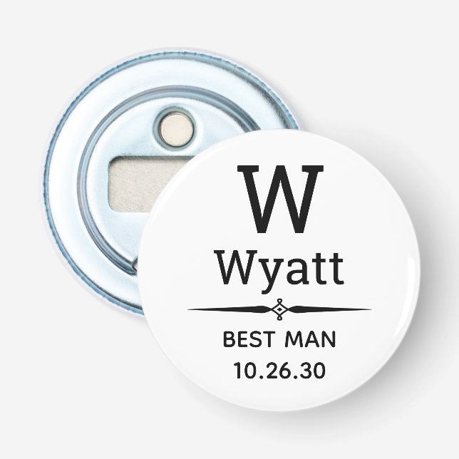 Best Man Monogrammed Bottle Opener (Front)