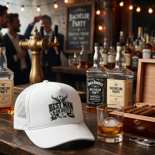 Best Man On Duty Custom EST Year Bachelor Party Trucker Hat