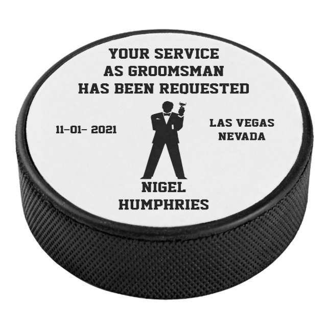 Best Man or Groomsman Hockey Puck Invite (3/4)