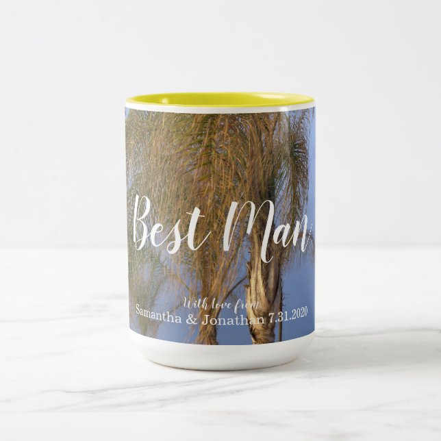 Best Man Palm Trees Personalized Mugs (Center)