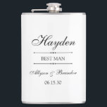 Best Man Personalized Hip Flask<br><div class="desc">These 8 oz. flasks are a great favour for the best man in your wedding.  They are formal and traditional yet modern.  They'd be great for a bachelor party or weekend.</div>