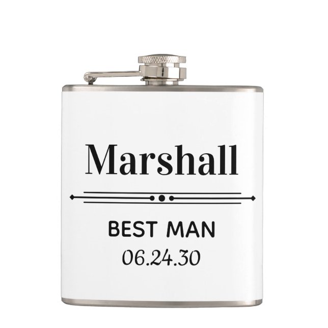 Best Man Personalized Hip Flask (Front)
