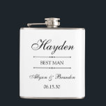Best Man Personalized Hip Flask<br><div class="desc">These 6 oz. flasks are a great favour for the best man in your wedding.  They are formal and traditional yet modern.  They'd be great for a bachelor party or weekend.</div>