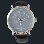 Best Man Personalized Watch<br><div class="desc">Contemporary,  modern,  simple,  unique dusty blue personalized Best Man gift with monogram - initials,  name and trendy handwritten calligraphy script.</div>