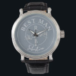 Best Man Personalized Watch<br><div class="desc">Contemporary, modern, simple, unique dusty blue personalized Best Man gift with monogram - initials, name and trendy handwritten calligraphy script.</div>