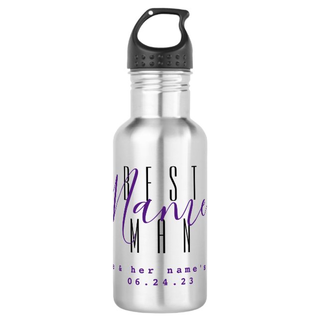 Best Man Personalized Water Bottle - HAMbyWG (Front)