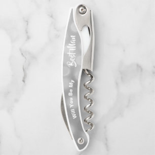 Best Man Proposal Sparkly Silver Personalized  Corkscrew