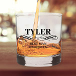 Best Man Proposal Stylish Personalized Name Whiskey Glass<br><div class="desc">Looking for a unique way to ask your friend to be your best man? Check out our personalized whiskey glasses! Add name, date and role to create a truly special gift. Our stylish, classic and modern design is perfect for any wedding theme. These glasses make a great addition to any...</div>