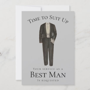Best Man Proposal Time to Suit Up Vintage Tuxedo Invitation