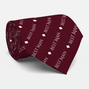 Best Man Repeating White Text on Burgundy Tie