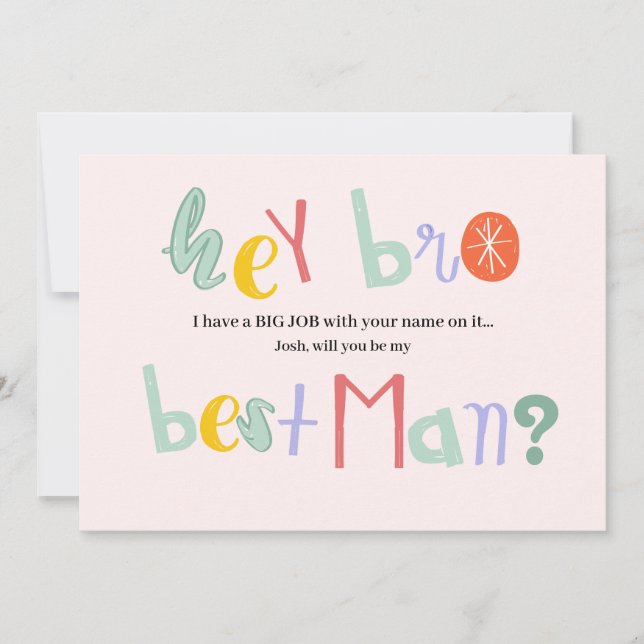 Best Man Request Cards (You pick background colour (Front)