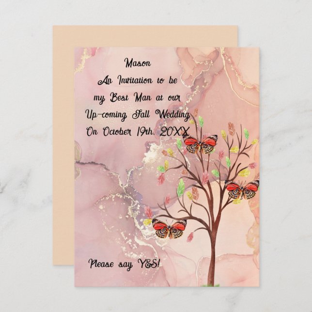 Best Man Request Fall Wedding Card (Front/Back)