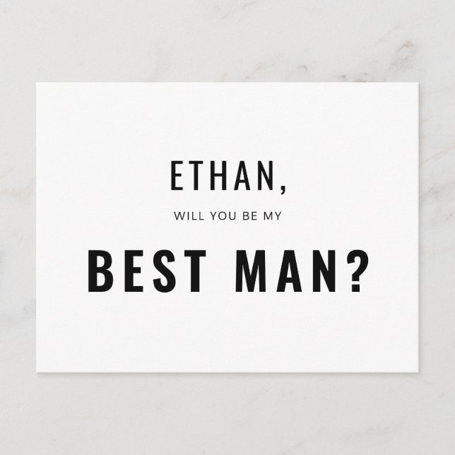Best Man Request Modern Simple Invitation Postcard (Front)
