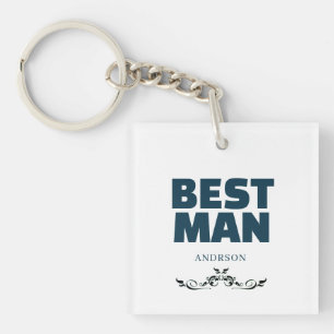 Best Man Rustic Black Wedding Monogram Keychain