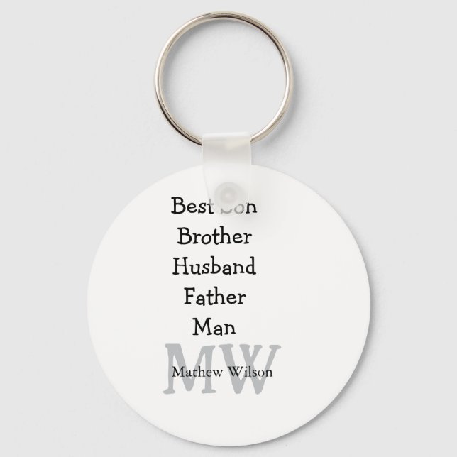 Best man son husband dad quotes add name text keychain (Front)