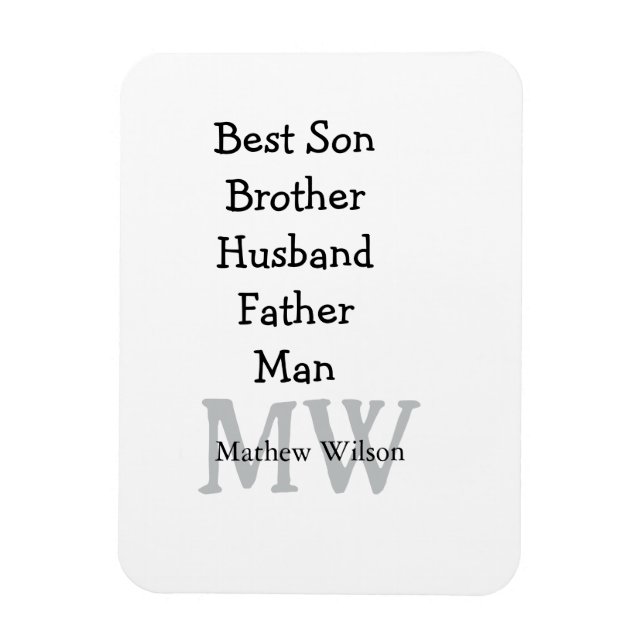 Best man son husband dad quotes add name text magnet (Vertical)