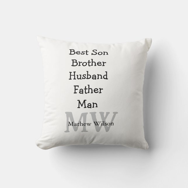 Best man son husband dad quotes add name text throw pillow (Front)