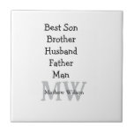 Best man son husband dad quotes add name text tile<br><div class="desc">design</div>