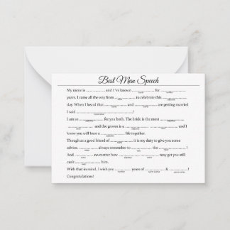 Best Man Speech Card