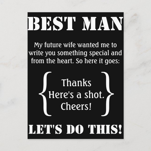 Best Man Thank You Postcard (Front)