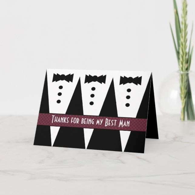 BEST MAN Thank You - Three Tuxedos - Customizable Card (Front)