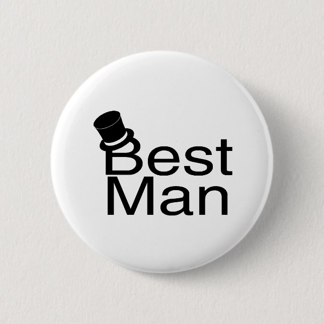 Best Man Top Hat 2 Inch Round Button (Front)