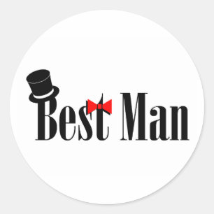 Best Man Top Hat Classic Round Sticker