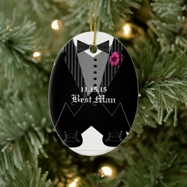 Best Man Tuxedo Wedding Holiday Ornament (Tree)