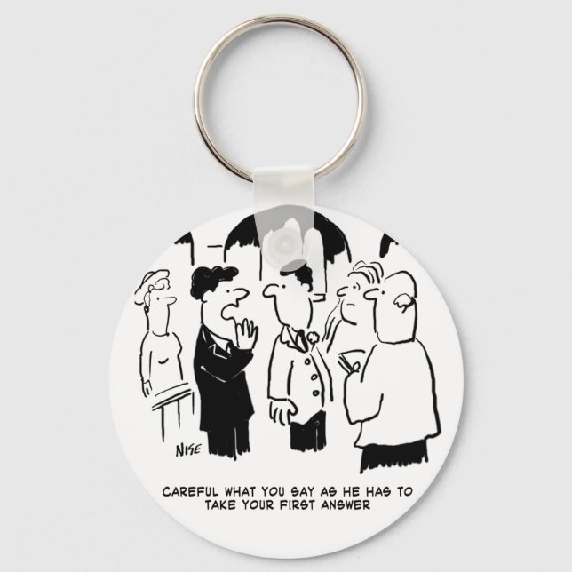 Best Man Warning to Bridegroom. Funny Cartoon Keychain (Front)