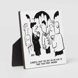 Best Man Warns Bridegroom. Funny Cartoon Plaque