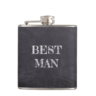 Best Man Wedding Black Chalkboard Whisky Flask