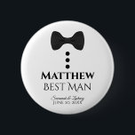 Best Man Wedding Button Name Tag<br><div class="desc">These fun buttons are designed as a gift for your best man. Perfect for identifying them at a wedding shower or rehearsal dinner. The buttons feature an image of a black tie with three buttons. The text reads "Best Man" and has a space to enter his name as well as...</div>