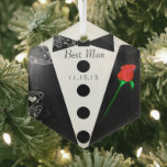 Best Man Wedding Christmas Ornament<br><div class="desc">Best Man Black Tuxedo Bow Tie Wedding Party Thank You Favours Christmas Ornament Wedding Keepsake Wedding Party Necklaces - to change background colour - click customize - click edit - choose last tool in drop down menu and choose from one of the colours shown or enter your rgb hex code...</div>