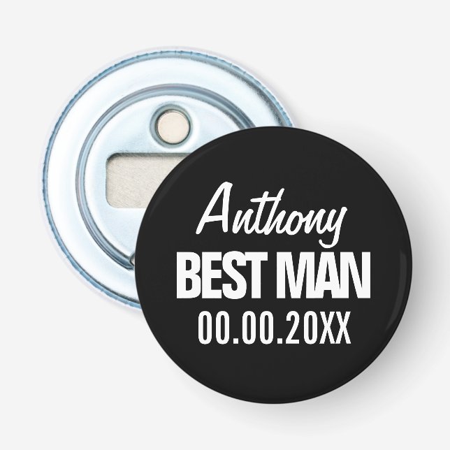 Best Man wedding favour for groomsmen custom magne Bottle Opener (Front)