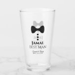 Best Man Wedding Favour Glass Tumbler<br><div class="desc">This fun glass tumbler or tall beer glass is designed as a gift or favour for the Best Man at your wedding. It features an image of a black tie with three buttons. The text reads "Best Man" and has a space for his name as well as the couple's names...</div>