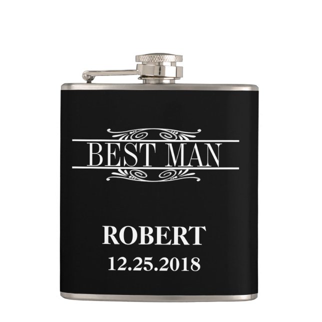 Best Man Wedding Hip Flask (Front)