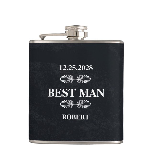 Best Man Wedding Hip Flask (Front)