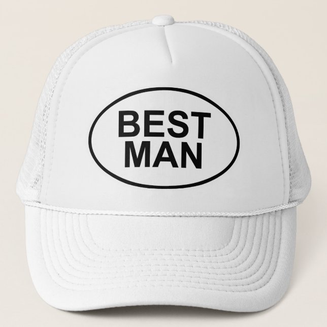 Best Man Wedding Oval Trucker Hat (Front)