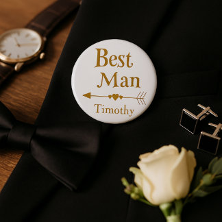 Best Man Wedding Party Badge  2 Inch Round Button