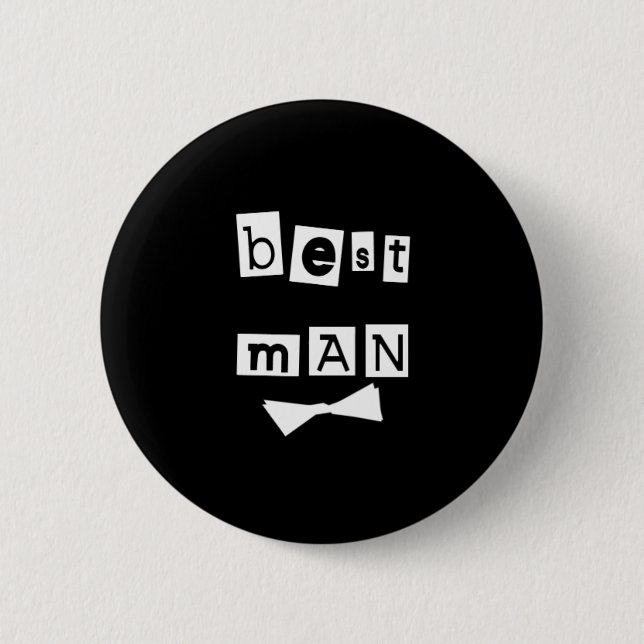 Best Man White on Black 2 Inch Round Button (Front)