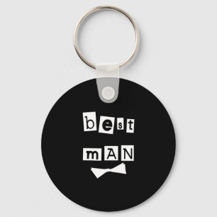 Best Man White on Black Keychain