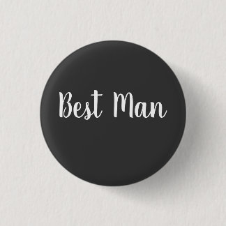 Best Man's Wedding Day Party Gift Casual Black 1 Inch Round Button
