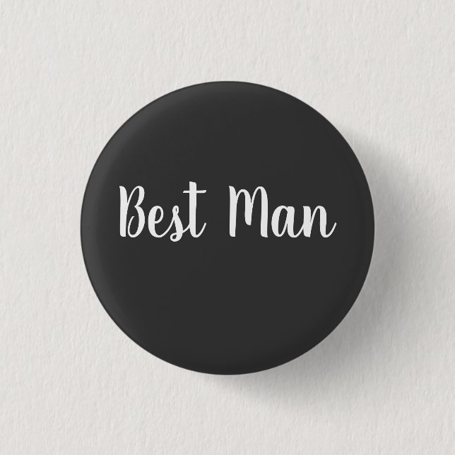 Best Man's Wedding Day Party Gift Casual Black 1 Inch Round Button (Front)