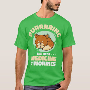 Best Medicine Purring Cat Positivity Cat Lover Sel T-Shirt
