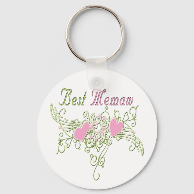 Best MeMaw Swirling Hearts Keychain (Front)